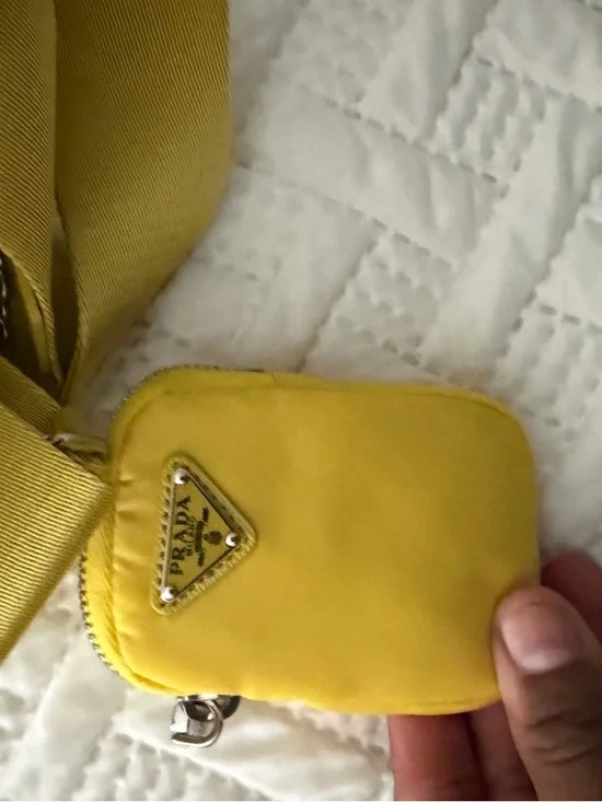 Prada Bright Yellow Nylon Shoulder Bag with Silver Hardware - Picture 3 of 5